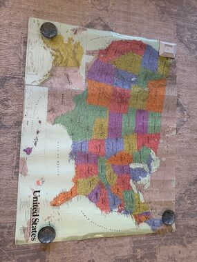 Colorful Vintage-Style United States Wall Map